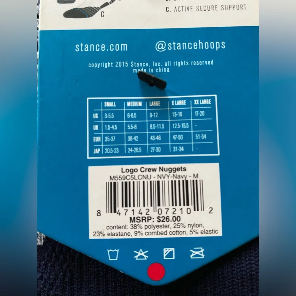 Stance 559 Fusion‎ Crew NBA Denver Nuggets Basketball Sock (Size M[6-8.5])